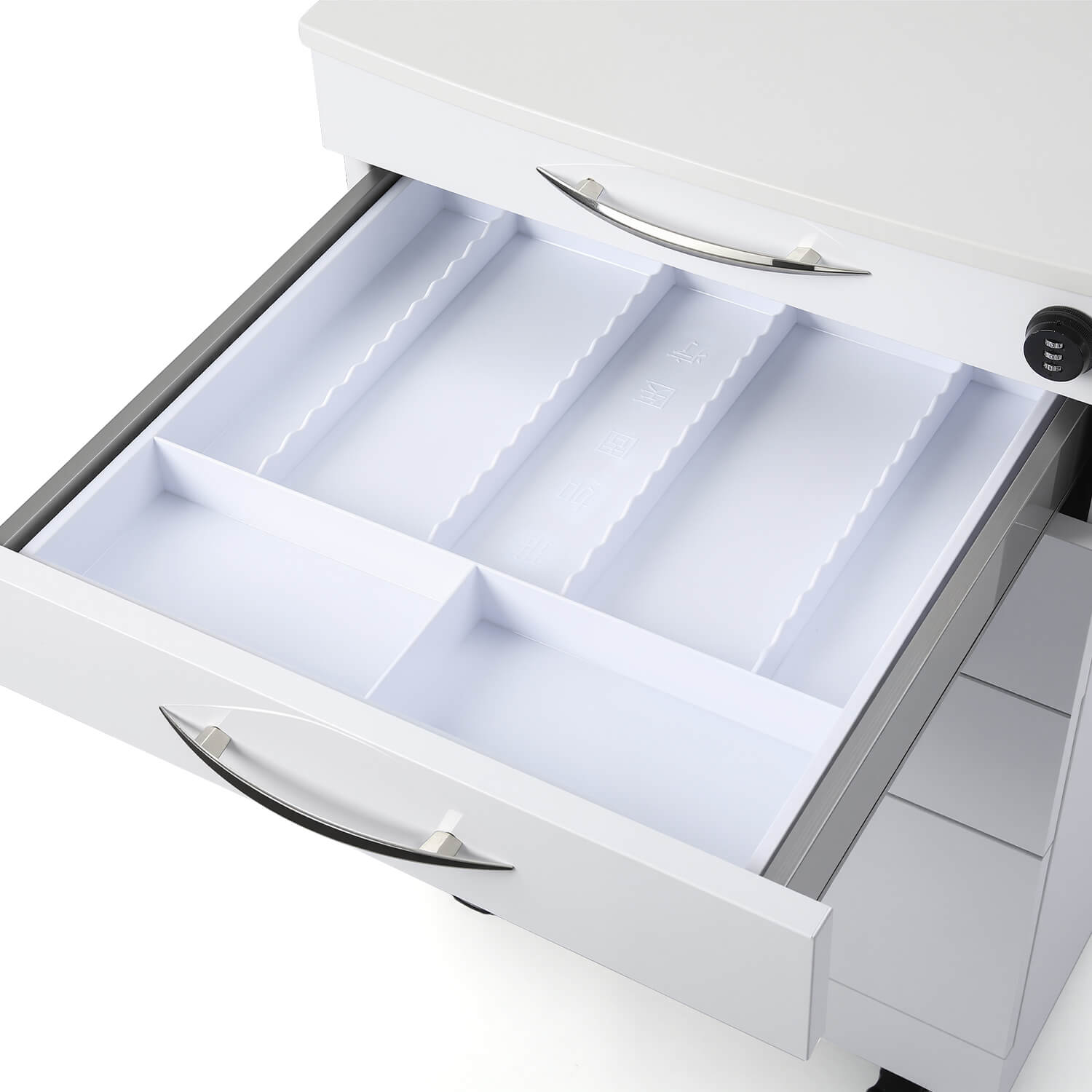 Dental C05A Quartz and Stainless Steel Four Drawer Mobile Cabinet & Two Instrument Tray - azdentall.com