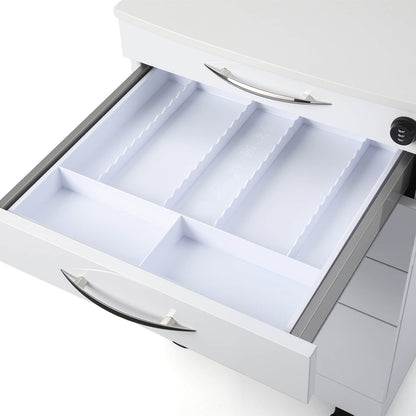 Dental C05A Quartz and Stainless Steel Four Drawer Mobile Cabinet & Two Instrument Tray - azdentall.com