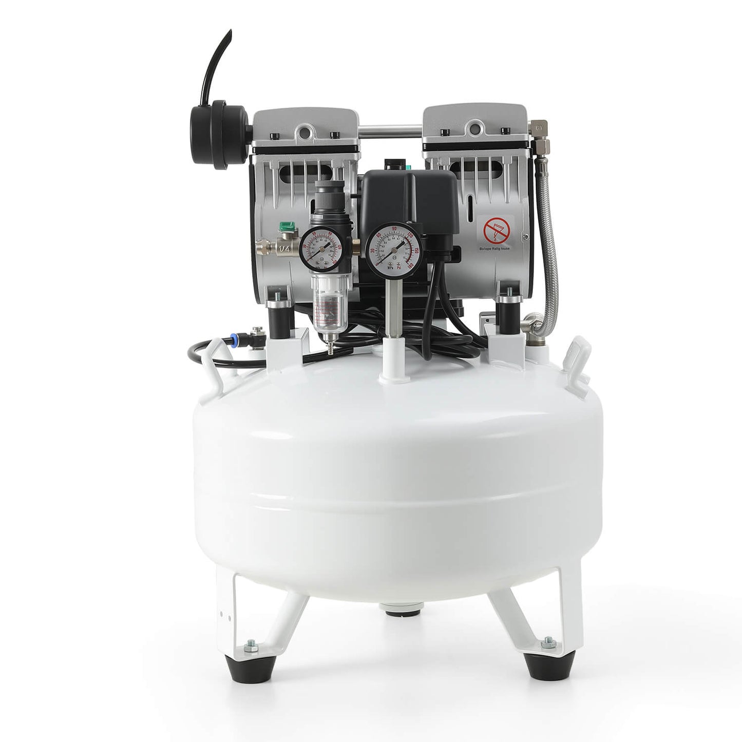 Dental Silent Oil Free Air Compressor 24L 600W Dual-Pressure Display for 1PC Dental Chair - azdentall.com