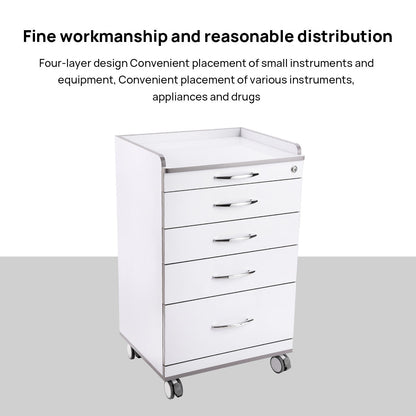 Dental NW-P4 Acrylic Mobile Cart Cabinet With Four Drawers & Two Instrument Tray - azdentall.com