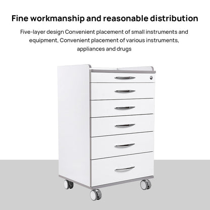 Dental NW-P4 Acrylic Mobile Cabinet Cart Five Drawers & Two Instrument Tray - azdentall.com