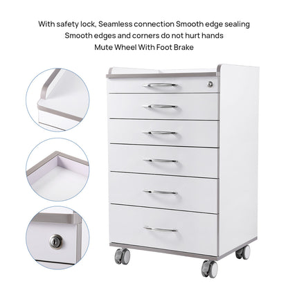 Dental NW-P4 Acrylic Mobile Cabinet Cart Five Drawers & Two Instrument Tray - azdentall.com