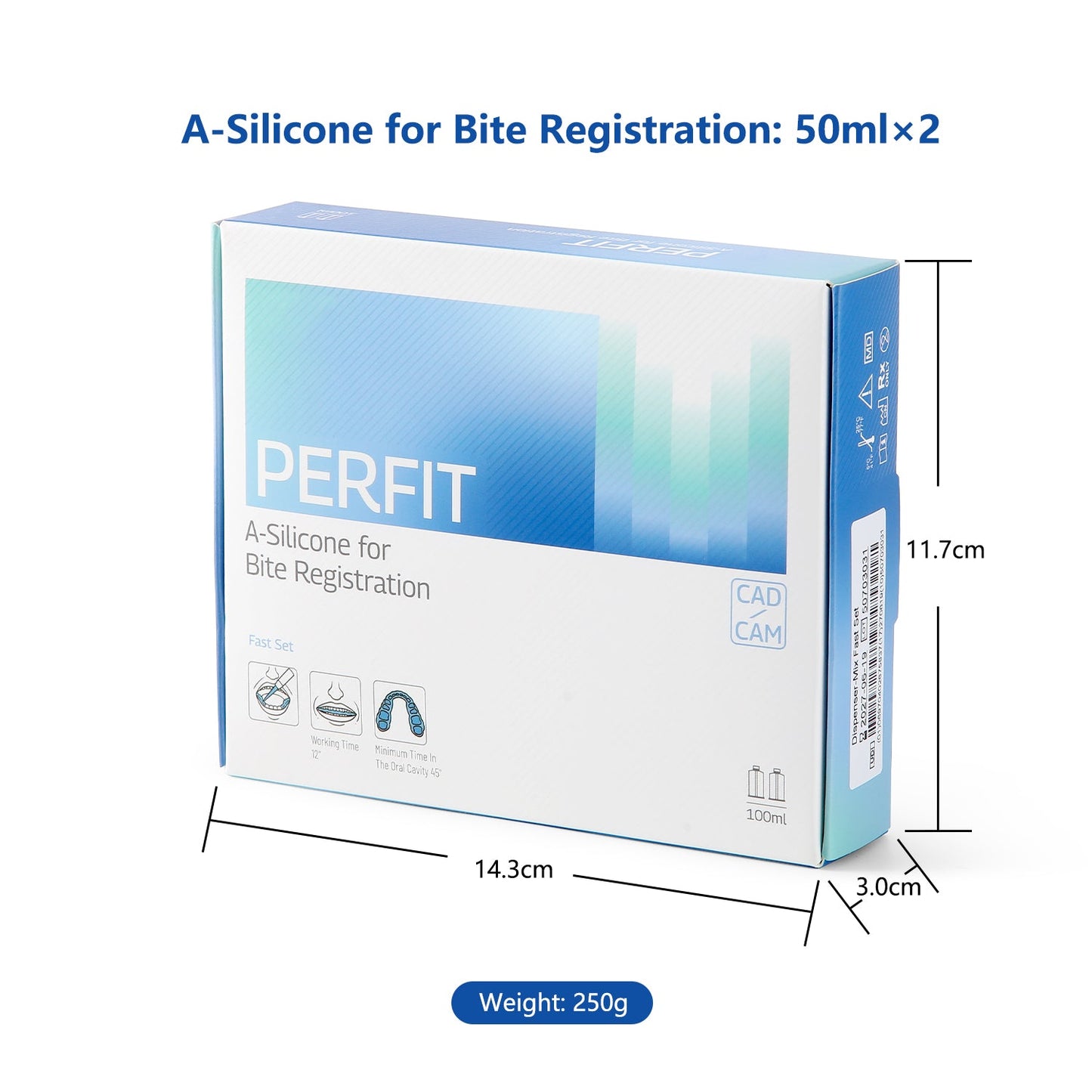 Dental Bite Registration Material Fast Set 2 Cartridges Of 50ML Mixing Tips