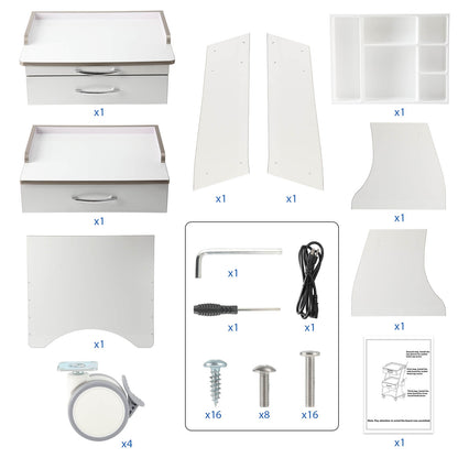 Dental Medical Mobile Cart Rolling Trolley Built-in Socket Double-Drawer Three-Tier Cart - azdentall.com