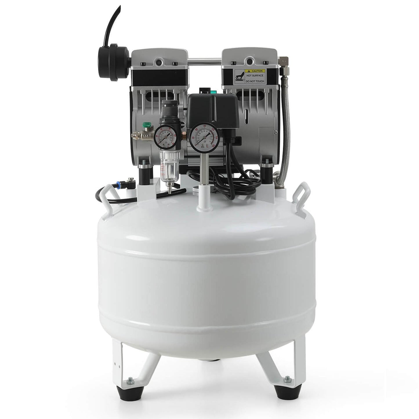 Dental Silent Oil Free Air Compressor 40L 800W Dual-Pressure Display for 2PCS Dental Chair - azdentall.com
