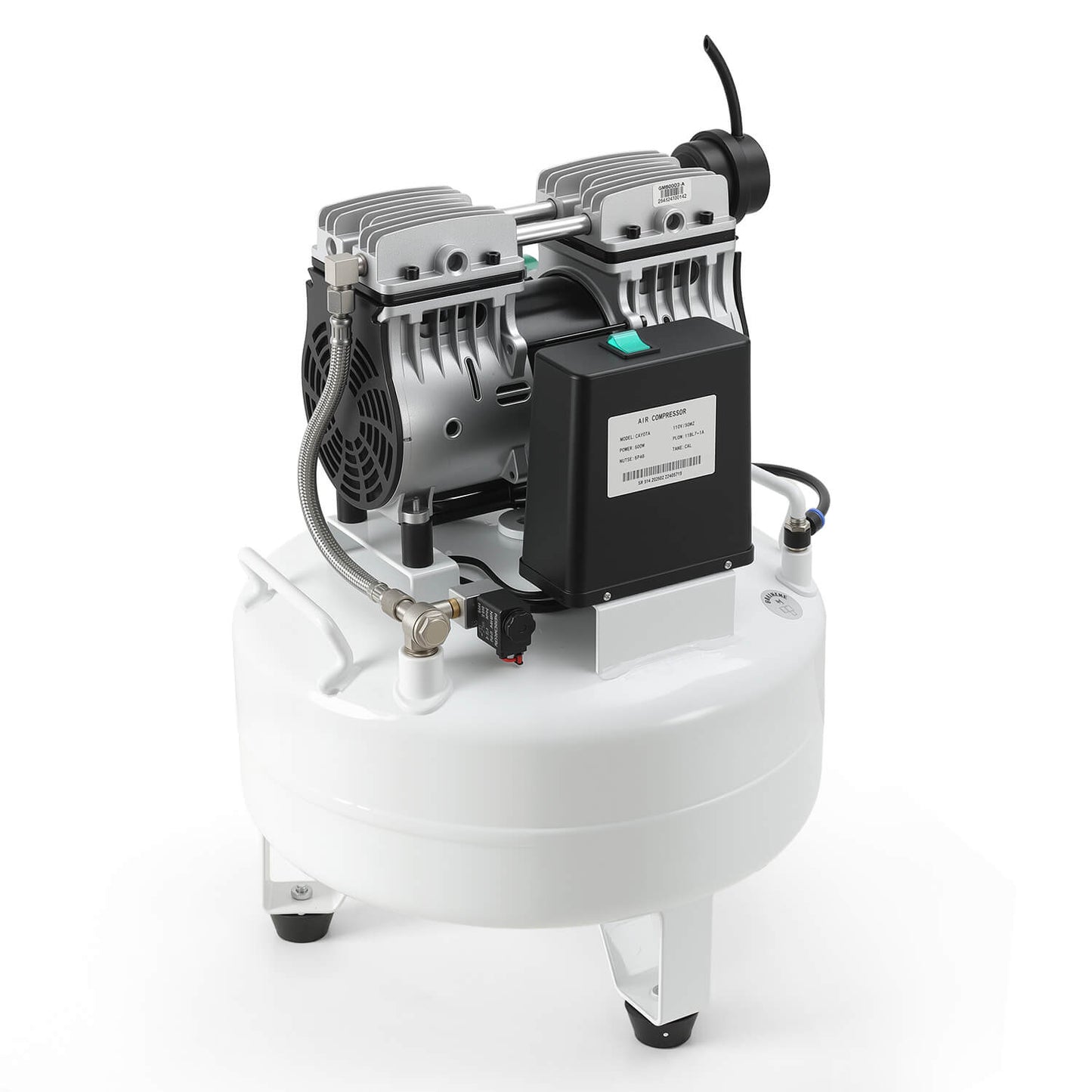 Dental Silent Oil Free Air Compressor 24L 600W Dual-Pressure Display for 1PC Dental Chair - azdentall.com