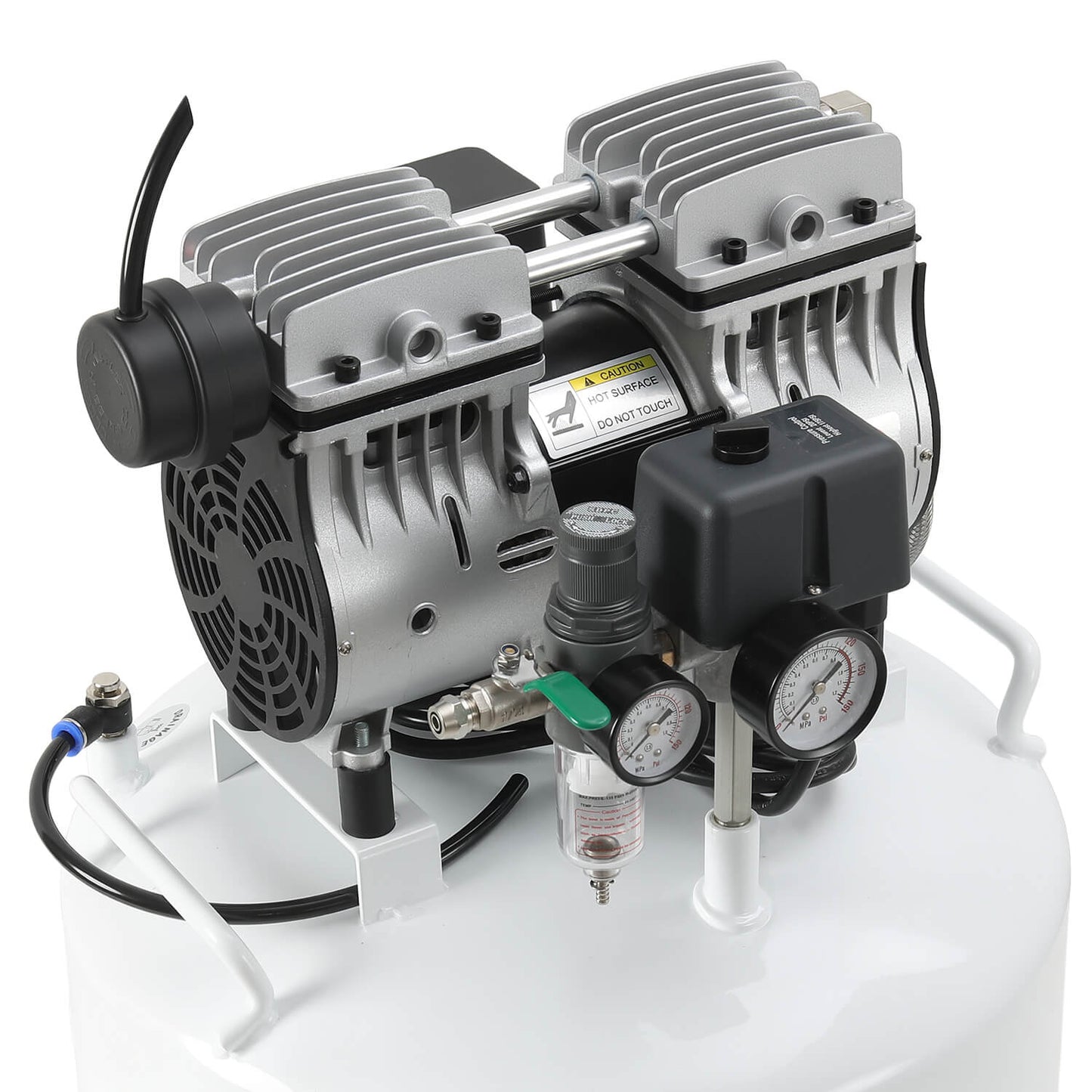 Dental Silent Oil Free Air Compressor 24L 600W Dual-Pressure Display for 1PC Dental Chair - azdentall.com
