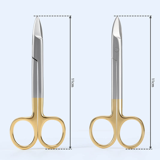 Dental Crown Scissors Gold Handle Straight/Curved Tip - azdentall.com