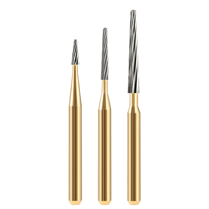 Dental FG Tungsten Carbide Burs Trimming & Finishing Taper Fissure 12 Fluted 5pcs/Box - azdentall.com