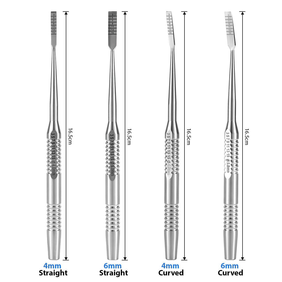 Dental Implant Surgery Splitting Bone Chisel Set Curved Straight 4pcs/Set - azdentall.com