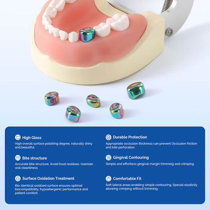 48 Sizes Dental Colored Primary Molar Kids Crown Stainless Steel Preformed Temporary Crowns 5pcs/Box - azdentall.com