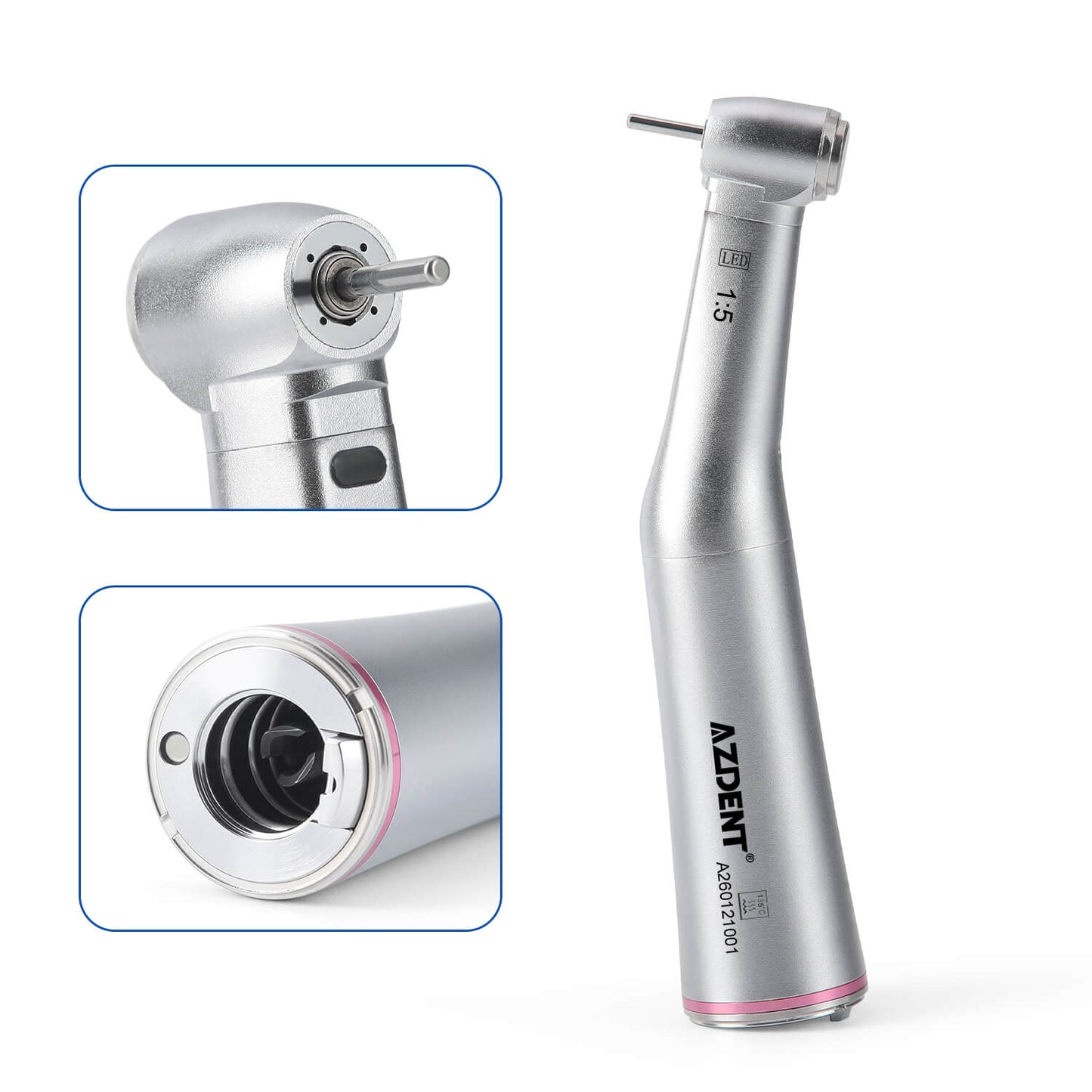 AZDENT Dental 1:5 Fiber Optic Electric Contra Angle Handpiece Internal Four Way Spray Removable Design - azdentall.com