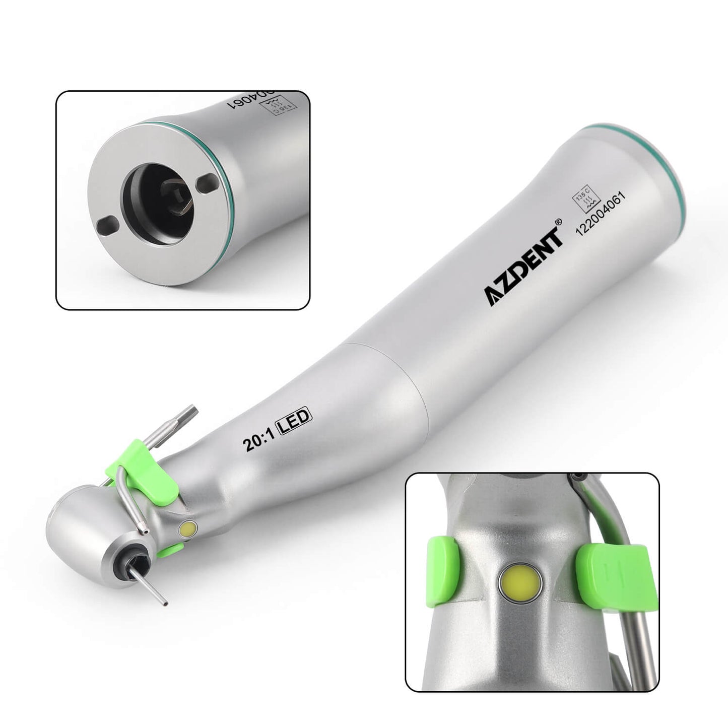 Dental LED E-generator 20:1 Implant Contra Angle Low Speed Handpiece Push Button - azdentall.com