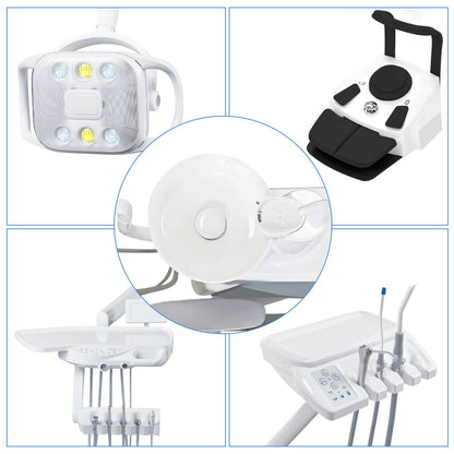 Dental Chair Unit QL2028III-2024 DC Motor Computer Controlled PU Hard Leather w/ Dentist Stool Dark Blue - azdentall.com