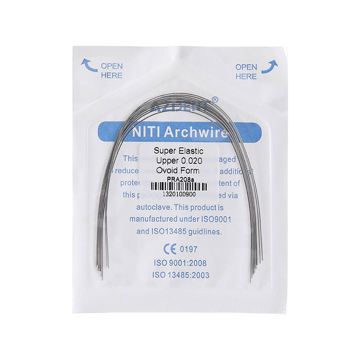 AZDENT Archwire NiTi Super Elastic Ovoid Round 0.012-0.020 Upper/Lower 10pcs/Pack - azdentall.com