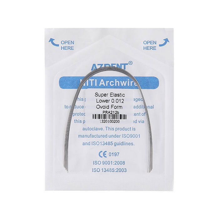 AZDENT Archwire NiTi Super Elastic Ovoid Round 0.012-0.020 Upper/Lower 10pcs/Pack - azdentall.com