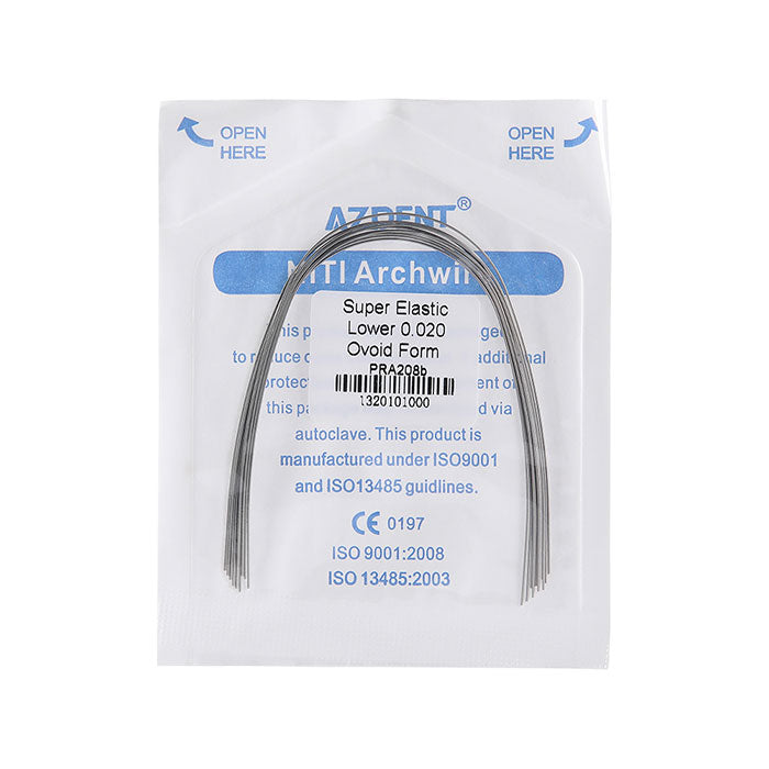 AZDENT Archwire NiTi Super Elastic Ovoid Round 0.012-0.020 Upper/Lower 10pcs/Pack - azdentall.com