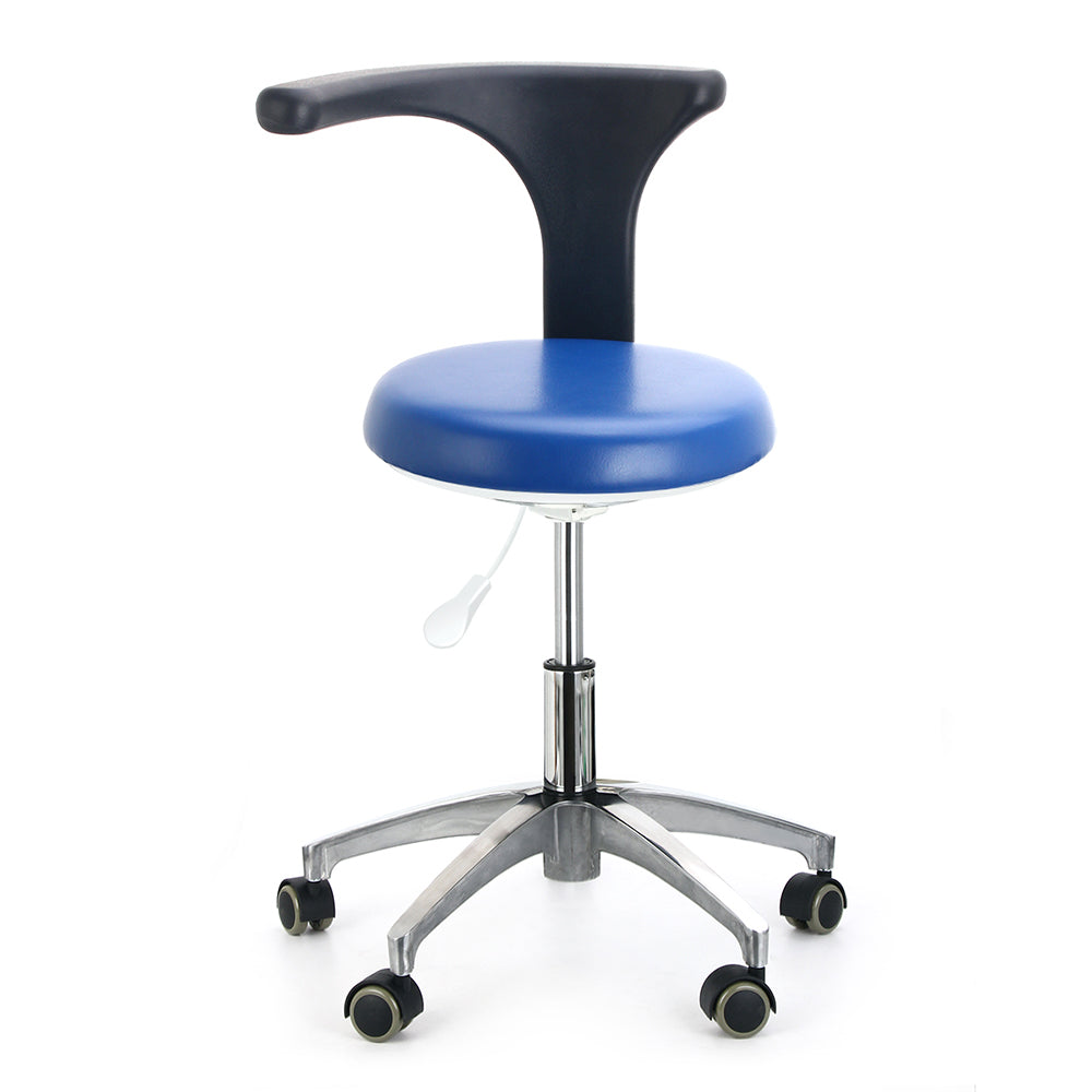 Dental Stool Adjustable Height Mobile Chair PU Leather with Torso Arm Black