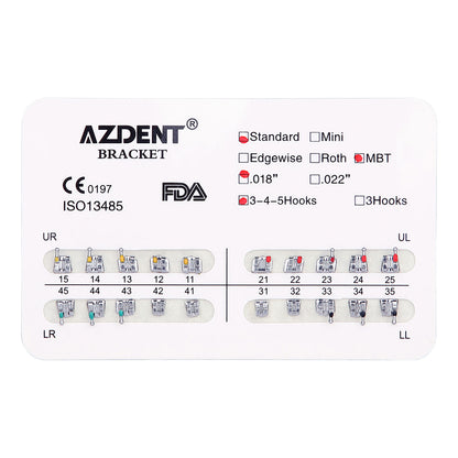 AZDENT Dental Mini/Standard Metal Brackets For Braces Full Size 20pcs/Pack