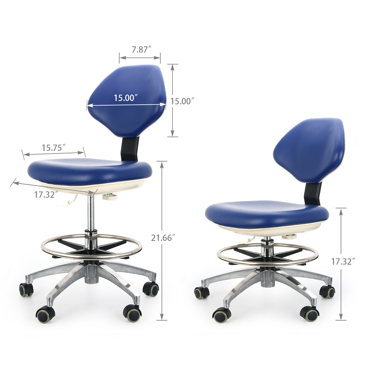 Dental Doctor Stool With Adjustable Seat And Backrest 360-Degree Fully Rotated