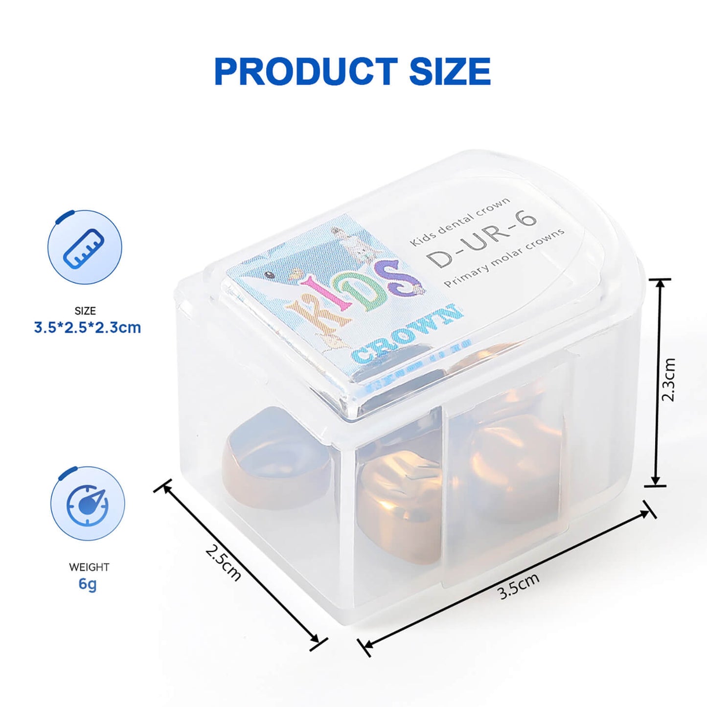 48 Sizes Dental Gold Primary Molar Kids Crown Stainless Steel Preformed Temporary Crowns 5pcs/Box - azdentall.com