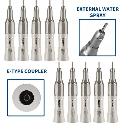 10pcs AZDENT 1:1 Slow Speed Straight Nose Cone Handpiece With External Water Spray - azdentall.com