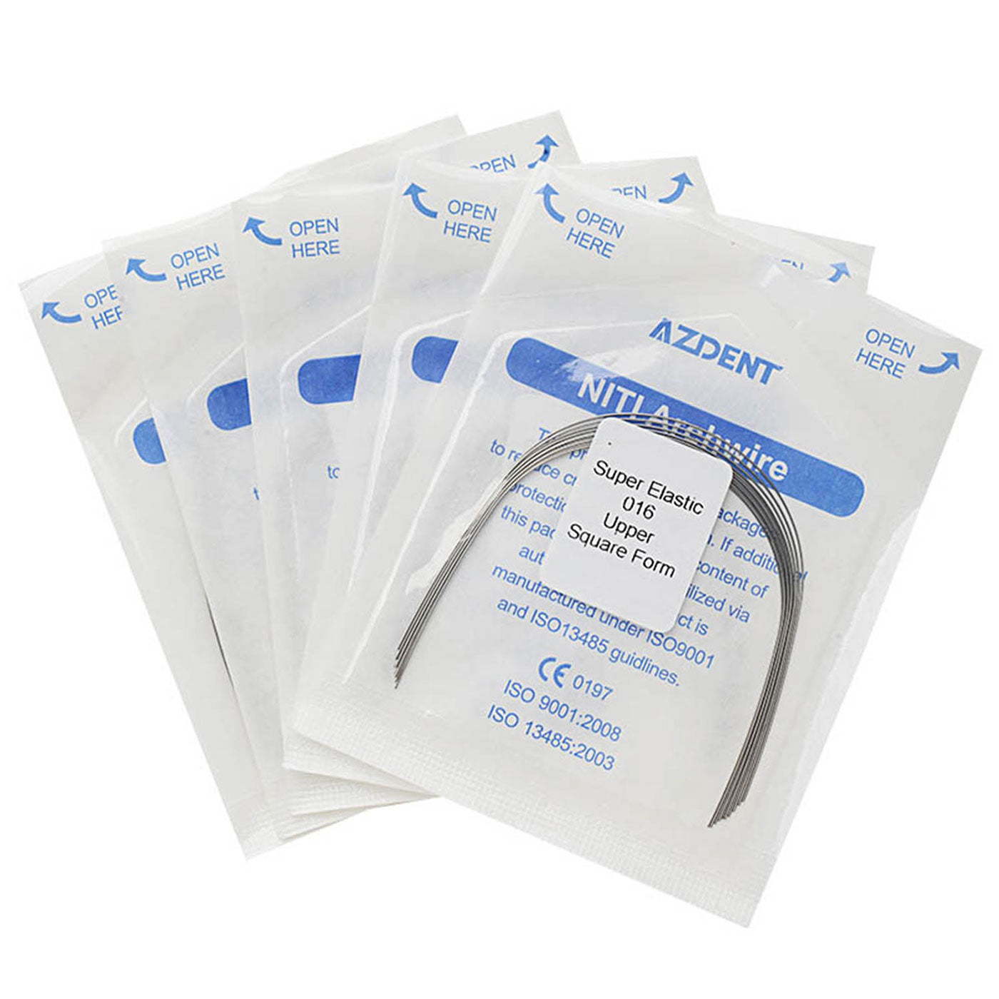 5 Bags AZDENT Dental Orthodontic Archwires NiTi Super Elastic Square Round 0.016 Upper 10pcs/Pack - azdentall.com