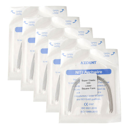 5 Bags AZDENT Dental Orthodontic Archwires NiTi Super Elastic Square Round 0.020 Lower 10pcs/Pack - azdentall.com