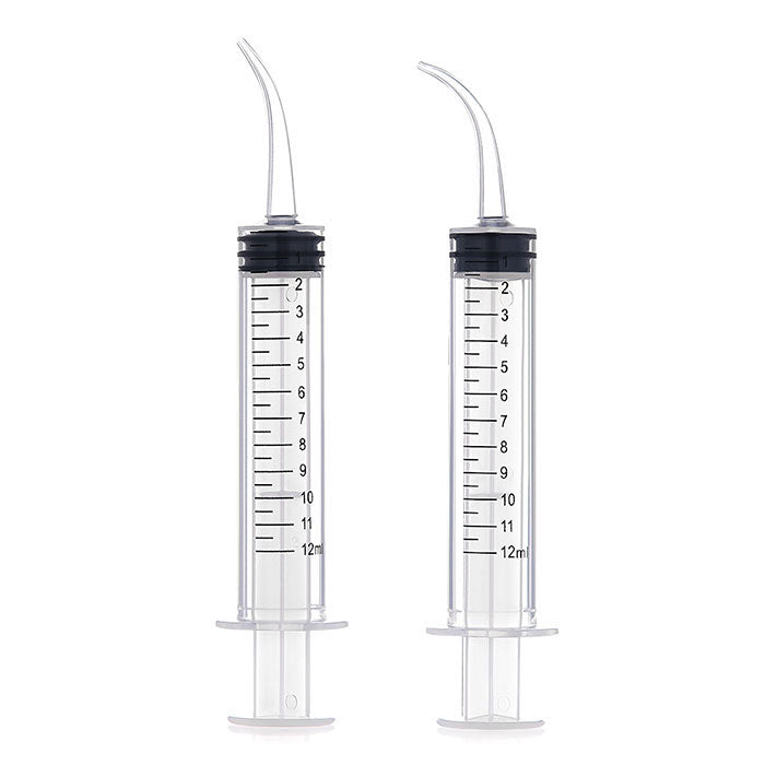 Dental Irrigation Utility Syringes with Curved Tip and Measurement 12cc 2 Diameters 50pcs/Box - azdentall.com