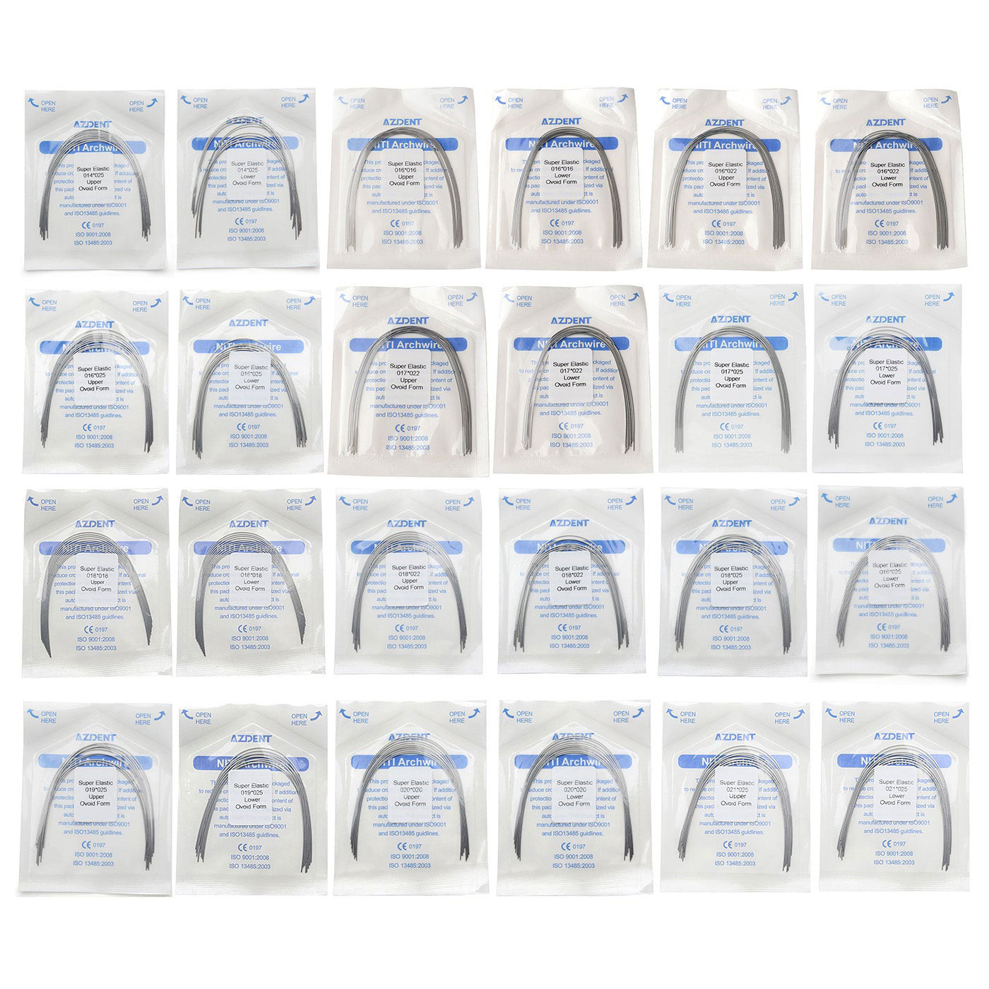 AZDENT Dental Orthodontic Archwires Niti Super Elastic Ovoid Rectangular Full Size 10pcs/Pack - azdentall.com