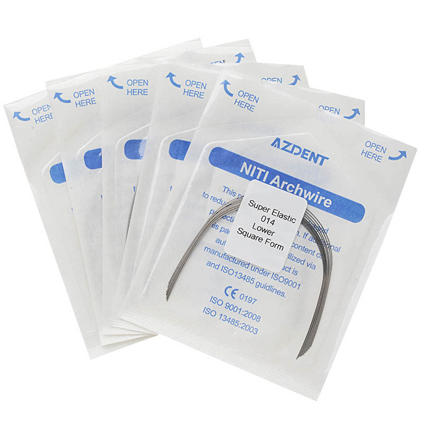 5 Bags AZDENT Dental Orthodontic Archwires NiTi Super Elastic Square Round 0.014 Lower 10pcs/Pack - azdentall.com