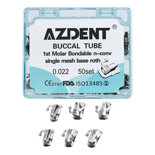 AZDENT Buccal Tube 1st Molar Bondable Split Non-Convertible Roth 0.022 (UR UL LL LR) -azdentall.com