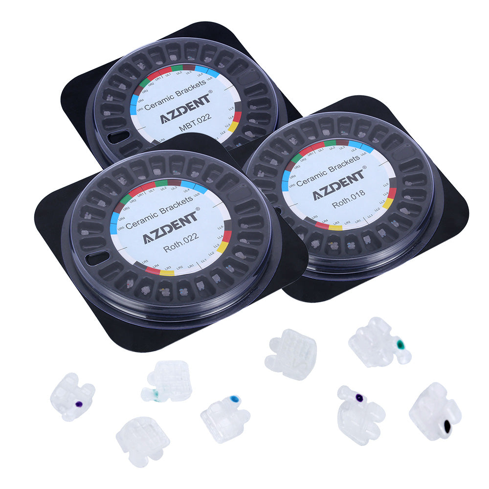 AZDENT Dental Orthodontic Ceramic Brackets Braces Full Size Hooks 345 20pcs/Box - azdentall.com