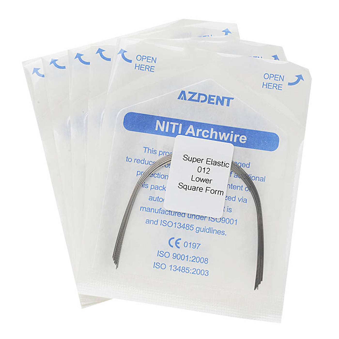 5 Bags AZDENT Dental Orthodontic Archwires NiTi Super Elastic Square Round 0.012 Lower 10pcs/Pack - azdentall.com