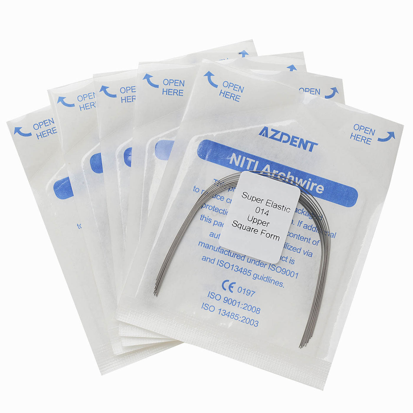 5Bags AZDENT Dental Orthodontic Archwires NiTi Super Elastic Square Round 0.014 Upper 10pcs/Pack - azdentall.com