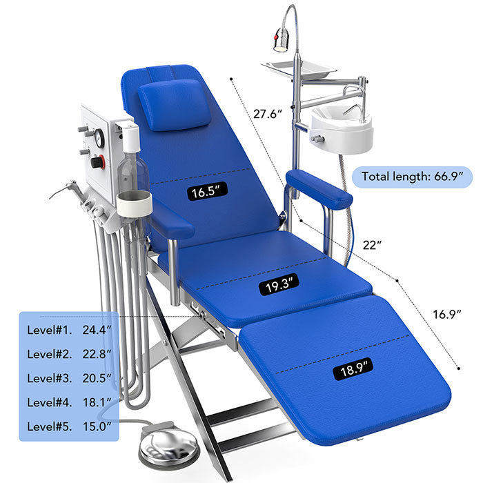 Dental Portable Mobile Adjustable Chair Air Turbine Unit With LED Light Rotatable Spittoon 4 Hole - azdentall.com