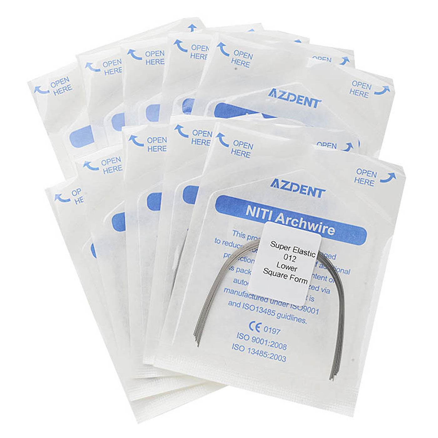 10 Bags AZDENT Dental Orthodontic Archwires NiTi Super Elastic Square Round 0.012 Lower 10pcs/Pack - azdentall.com