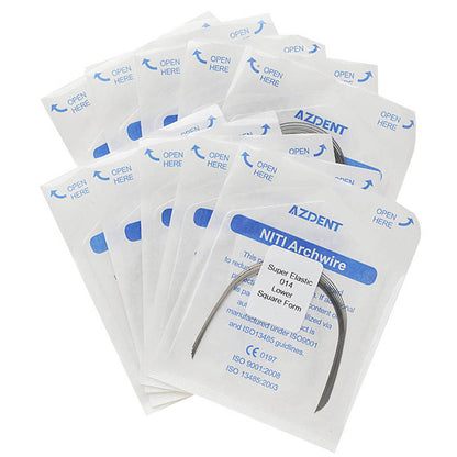 10 Bags AZDENT Dental Orthodontic Archwires NiTi Super Elastic Square Round 0.014 Lower 10pcs/Pack - azdentall.com