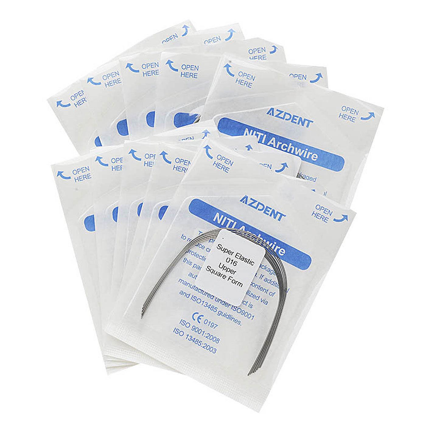 10 Bags AZDENT Dental Orthodontic Archwires NiTi Super Elastic Square Round 0.016 Upper 10pcs/Pack - azdentall.com