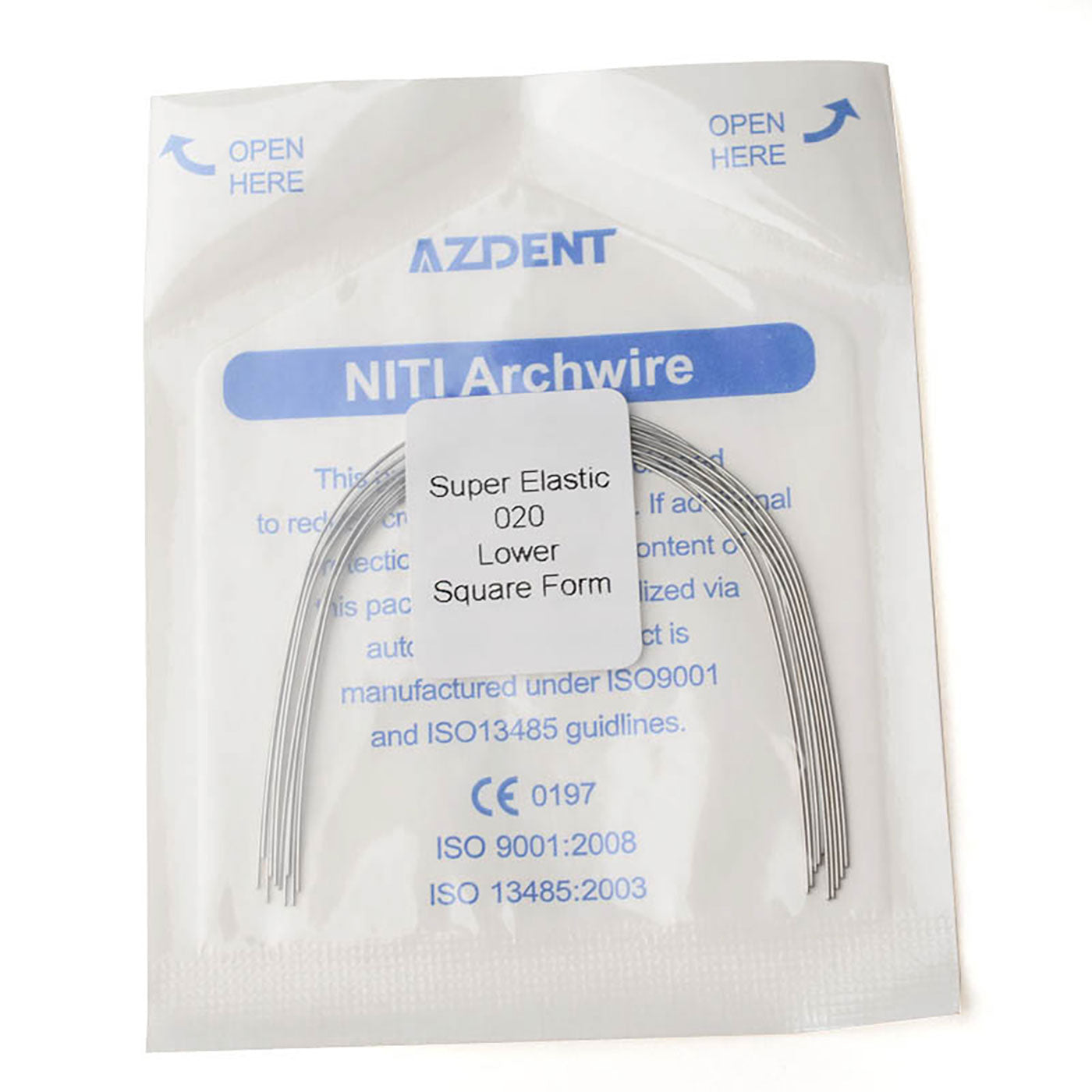 AZDENT Dental Orthodontic Archwires NiTi Super Elastic Square Round 0.020 Lower 10pcs/Pack - azdentall.com