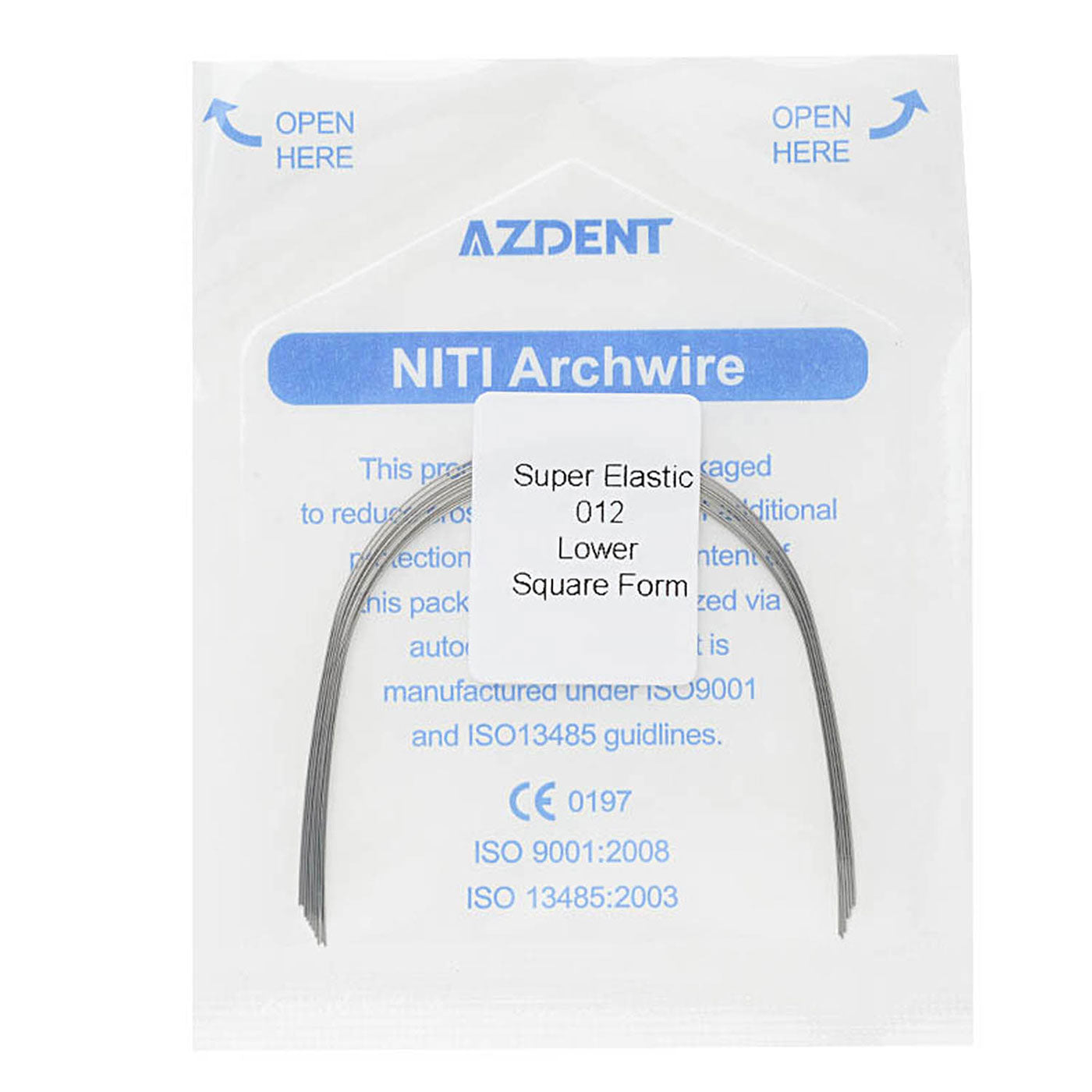 AZDENT Dental Orthodontic Archwires NiTi Super Elastic Square Round 0.012 Lower 10pcs/Pack - azdentall.com