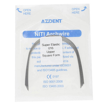 AZDENT Dental Orthodontic Archwires NiTi Super Elastic Square Round 0.016 Upper 10pcs/Pack - azdentall.com