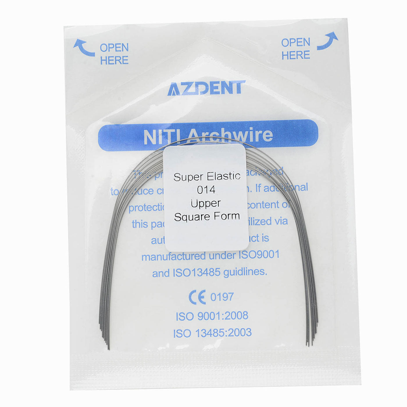 AZDENT Dental Orthodontic Archwires NiTi Super Elastic Square Round 0.014 Upper 10pcs/Pack - azdentall.com