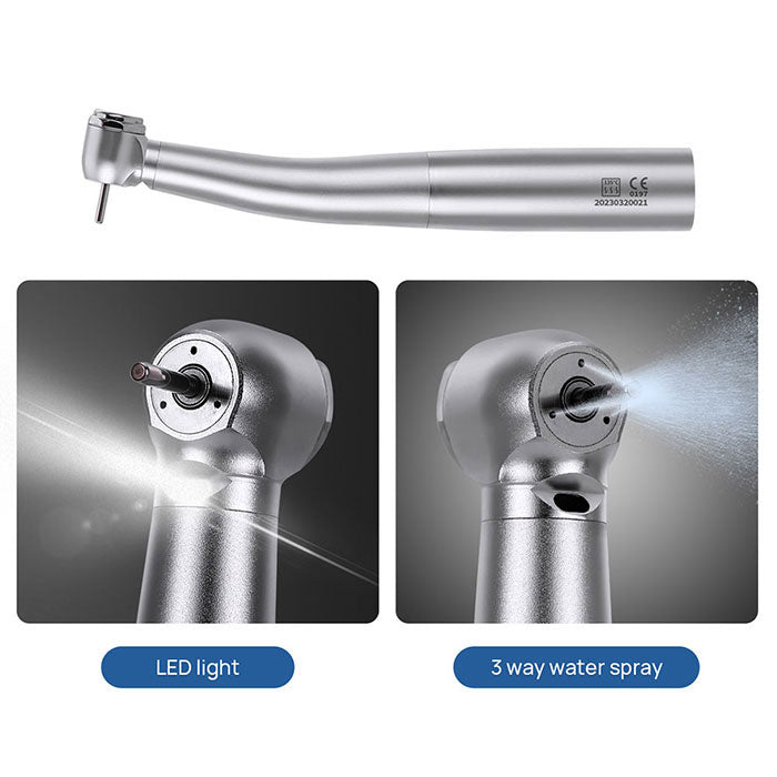 Dental LED Fiber Optic High Speed Handpiece Standard Head Push Button Three Water Spray - azdentall.com