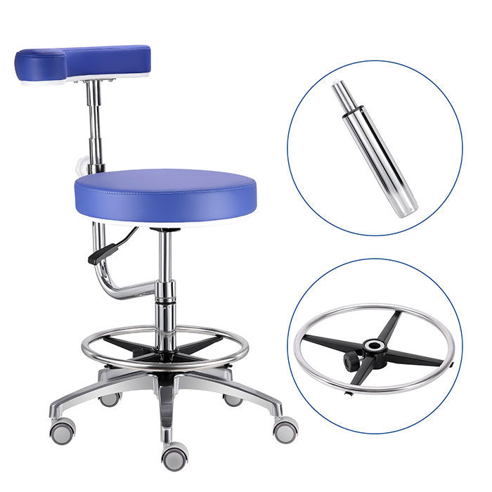 Dental Assistant Chair With 360 Degree Rotation Armrest PU Leather Height Adjustable - azdentall.com