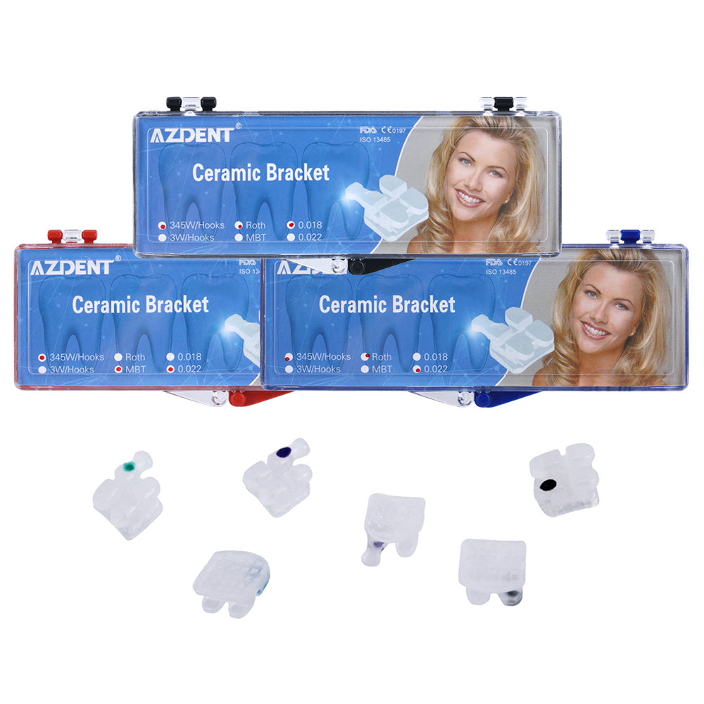 AZDENT Dental Orthodontic Ceramic Brackets Mesh Base Full Size 20pcs/Box - azdentall.com