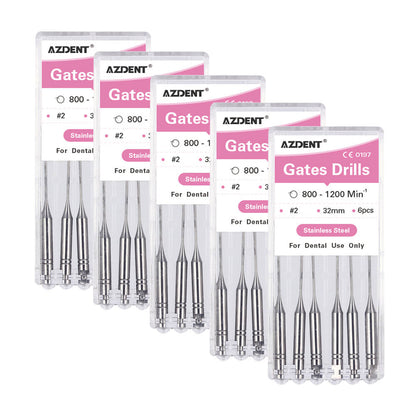 AZDENT Dental Engine Files Staniless Steel Gates Drill 32mm #2 6pcs/Box-azdentall.com