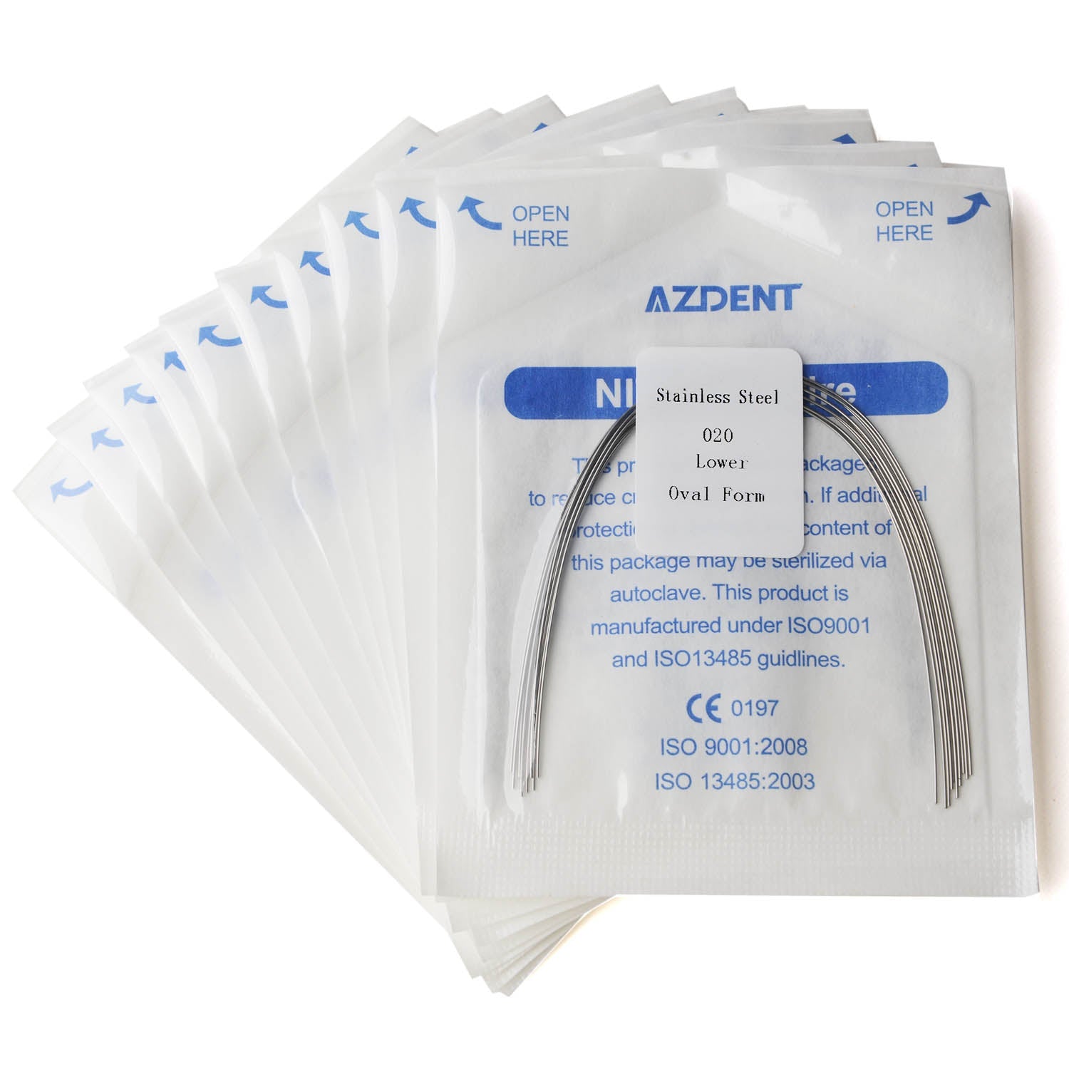 AZDENT Dental Orthodontic Archwire Stainless Steel Round Oval Full Size 10 pcs/Pack-azdentall.com