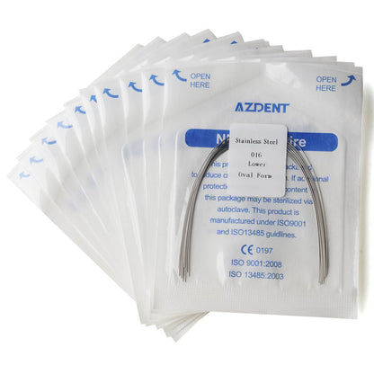 AZDENT Dental Orthodontic Archwire Stainless Steel Round Oval Full Size 10 pcs/Pack-azdentall.com