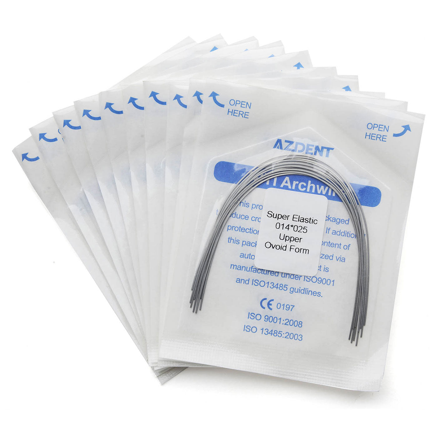 10 Bags AZDENT Dental Orthodontic Archwires Niti Super Elastic Ovoid Rectangular 0.014x0.025 Upper 10pcs/Pack - azdentall.com